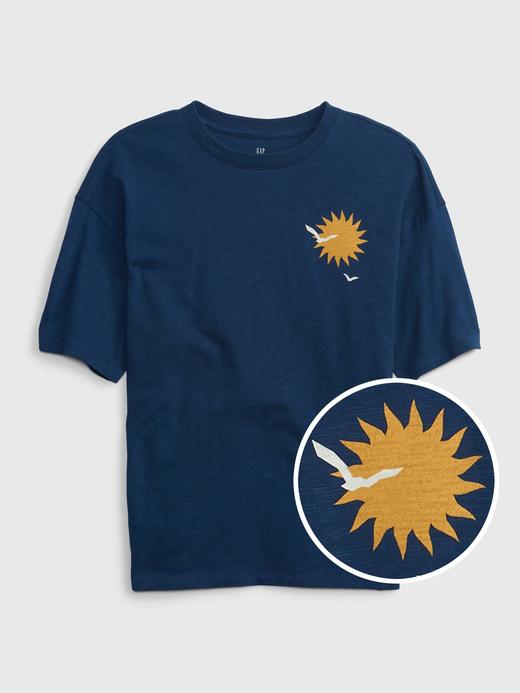 Erkek Çocuk Koyu Mavi Grafik Baskılı Kısa Kollu T-Shirt