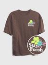 Erkek Çocuk Kahverengi Grafik Baskılı Kısa Kollu T-Shirt