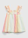 Kız Bebek Çok Renkli Keten Çizgili Elbise