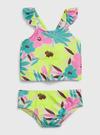 Kız Bebek Çok Renkli Fırfır Detaylı 2 Parça Bikini Mayo Takım Set