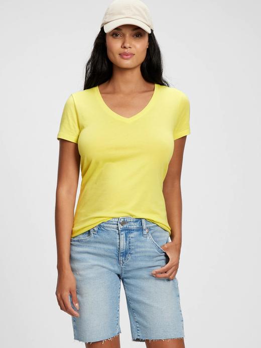 Kadın Sarı Favorite V Yaka T-Shirt