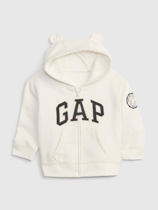 Kız Bebek Beyaz Gap Logo Fermuarlı Sweatshirt