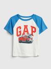 Erkek Bebek Beyaz Gap Logo Grafik Baskılı T-Shirt
