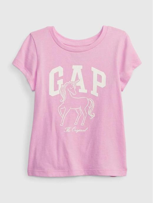 Kız Bebek Pembe Gap Logo Bisiklet Yaka T-Shirt