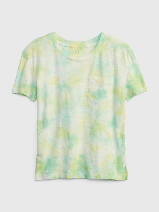 Kız Çocuk Yeşil Batik 100% Organik Pamuk Cep Detaylı T-Shirt