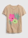 Kız Çocuk Lacivert İşleme Detaylı Kısa Kollu T-Shirt