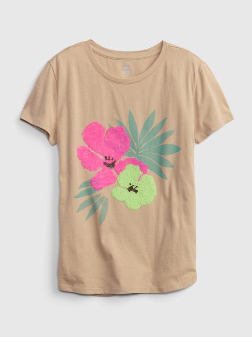 Kız Çocuk Kahverengi İşleme Detaylı Kısa Kollu T-Shirt