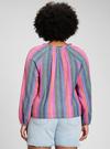 Kadın Çok Renkli Çizgili Fırfır Detaylı Bluz