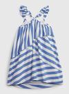 Kız Bebek Mavi Çizgili Çapraz Sırt Askılı Elbise