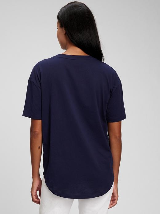 Kadın Siyah %100 Organik Pamuk Gap Logo Oversize T-Shirt