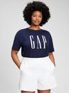 Kadın Lacivert %100 Organik Pamuk Gap Logo Oversize T-Shirt