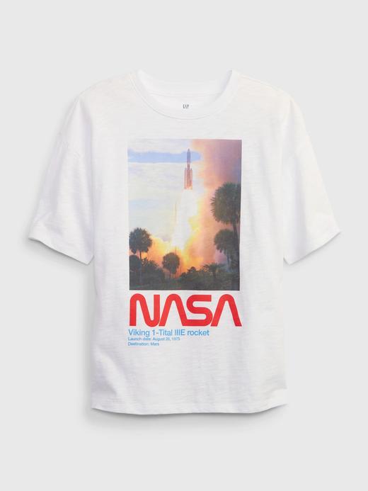Erkek Çocuk Beyaz NASA Grafik Baskılı T-Shirt