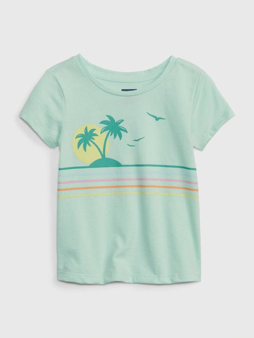 Kız Bebek Su Yeşili 100% Organik Pamuk Grafik Baskılı T-Shirt