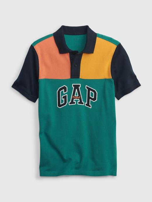 Erkek Çocuk Yeşil Gap Logo Renk Bloklu Polo T-Shirt