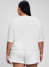 Kadın Beyaz Çizgili Havlu Kumaş Crop T-Shirt