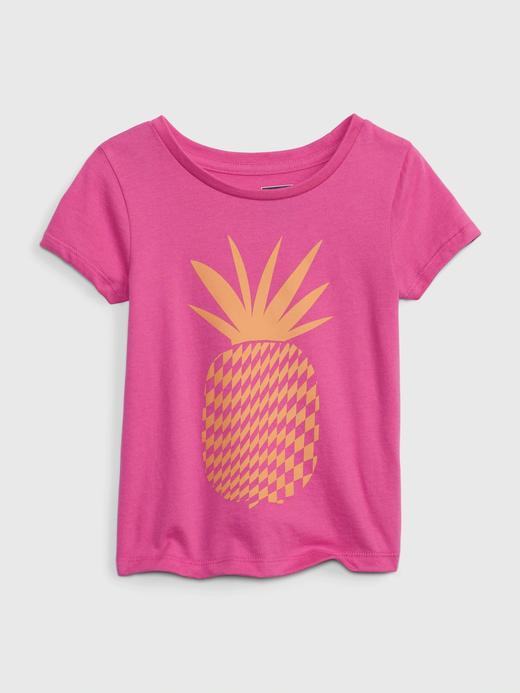 Kız Bebek Pembe 100% Organik Pamuk Grafik Baskılı T-Shirt