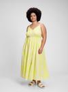 Kadın Sarı Çiçekli V Yaka Askılı Maxi Elbise