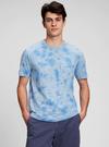 Erkek Mavi Kısa Kollu Desenli T-Shirt