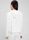 Kadın Beyaz Havlu Kumaş Kapüşonlu Crop Sweatshirt