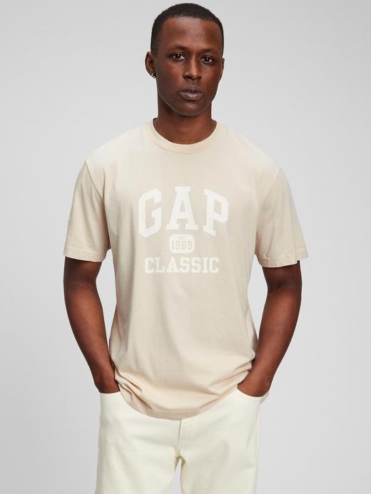 Erkek Bej %100 Organik Pamuk Gap Logo T-Shirt