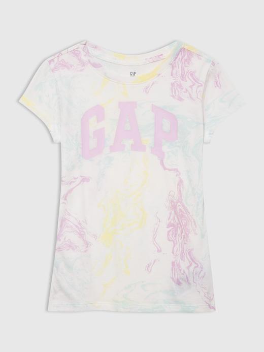 Kız Çocuk Beyaz Gap Logo Bisiklet Yaka T-Shirt
