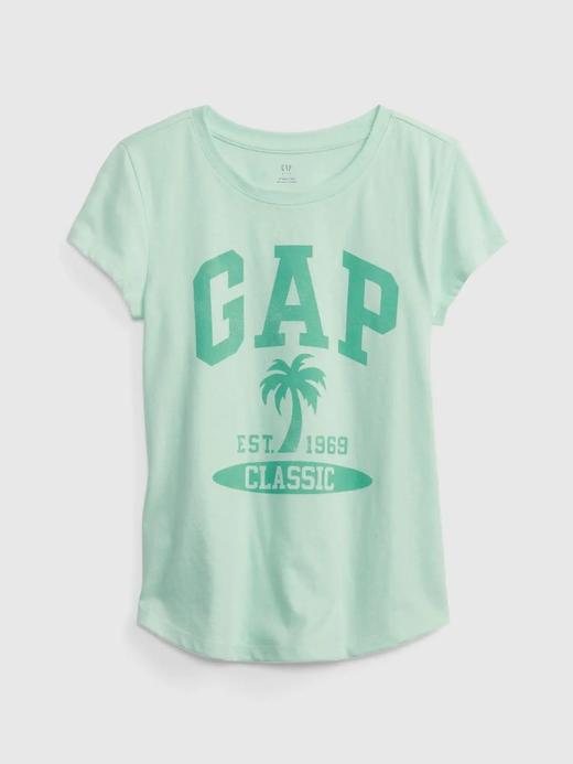 Kız Çocuk Yeşil Gap Logo Bisiklet Yaka T-Shirt