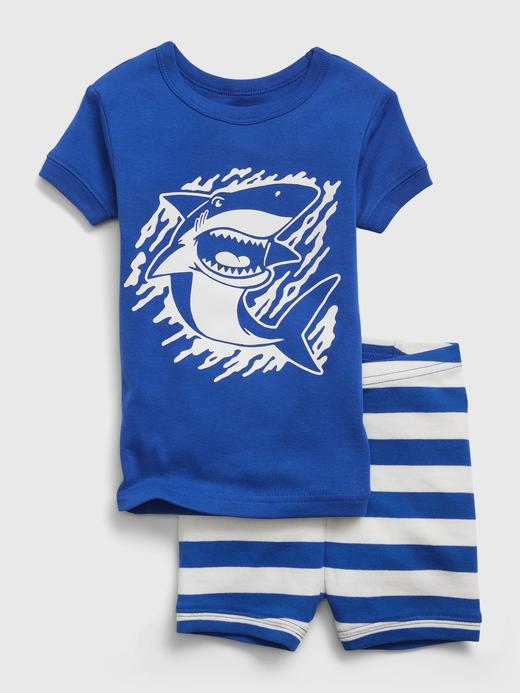 Kız Bebek Koyu Mavi 100% Organik Grafik Baskılı Pijama Seti