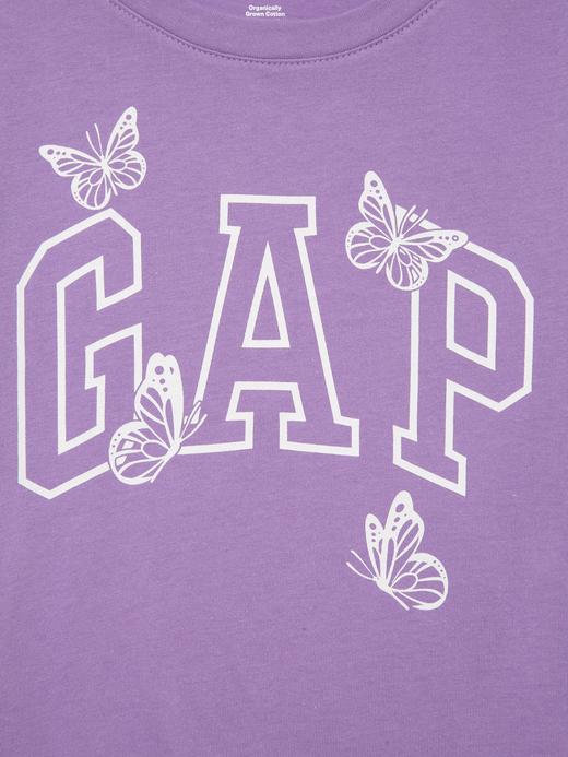 Kız Çocuk Mor Gap Logo Bisiklet Yaka T-Shirt