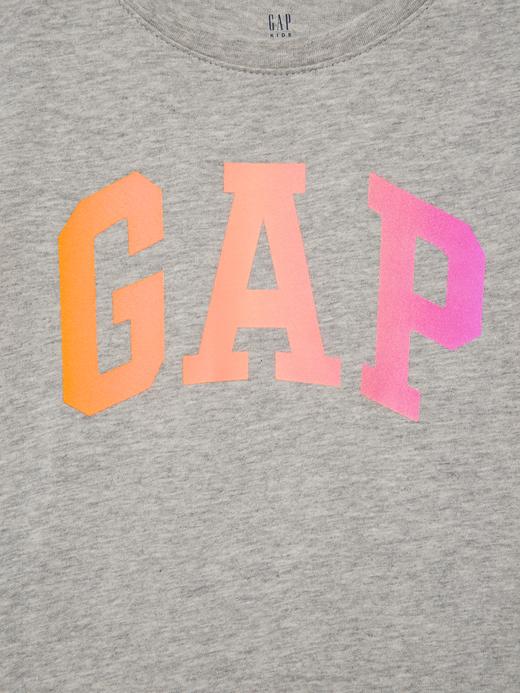Kız Çocuk Gri Gap Logo Bisiklet Yaka T-Shirt