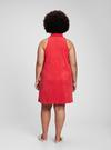 Kadın Kırmızı Halter Yaka Havlu Kumaş Elbise