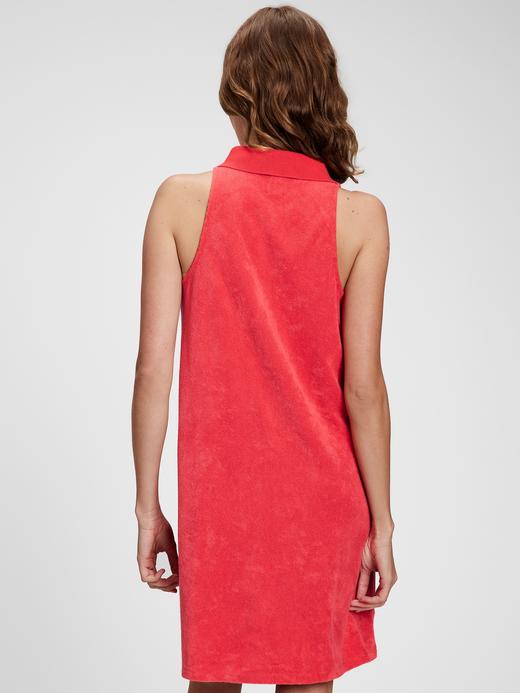 Kadın Kırmızı Halter Yaka Havlu Kumaş Elbise