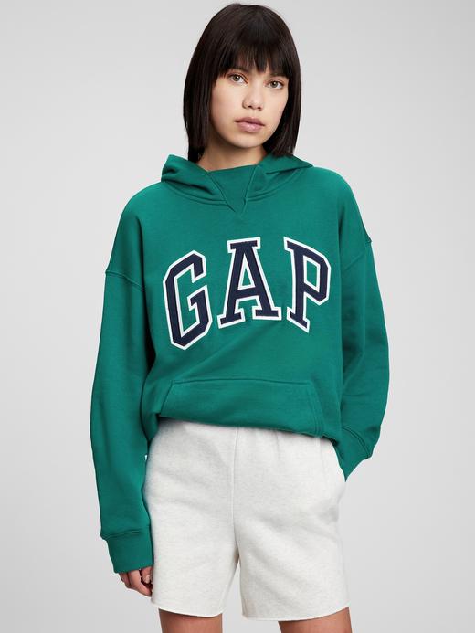 Genç Erkek Beyaz Gap Logo Kapüşonlu Sweatshirt