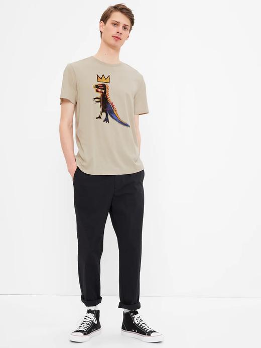 Erkek Krem GAP X Jean-Michel Basquiat Grafik Baskılı T-Shirt