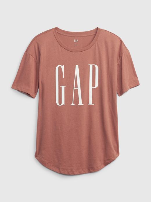 Kadın Açık Mavi %100 Organik Pamuk Gap Logo Oversize T-Shirt