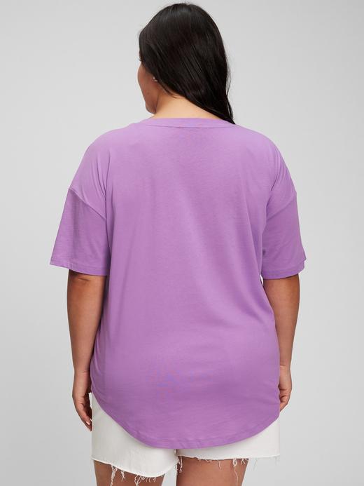 Kadın Turuncu %100 Organik Pamuk Gap Logo Oversize T-Shirt
