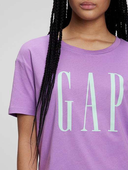 Kadın Bej %100 Organik Pamuk Gap Logo Oversize T-Shirt