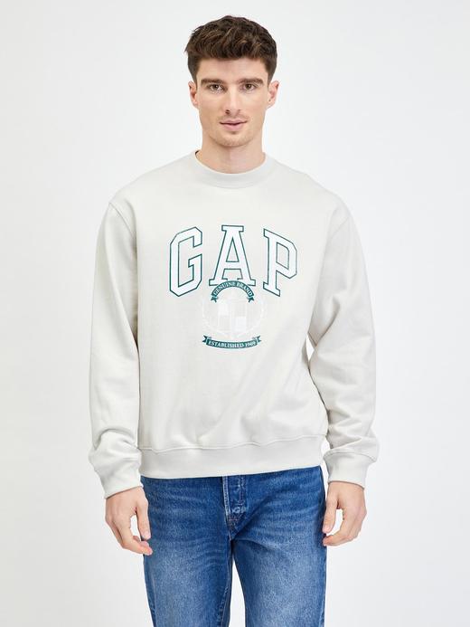 Erkek Gri Gap Logo Düz Yaka Sweatshirt