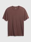 Erkek Lacivert Çizgili Keten Karışımlı Kısa Kollu T-Shirt