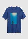 Erkek Mavi Gap X T. Campbell Grafik Baskılı %100 Organik Pamuk T-Shirt
