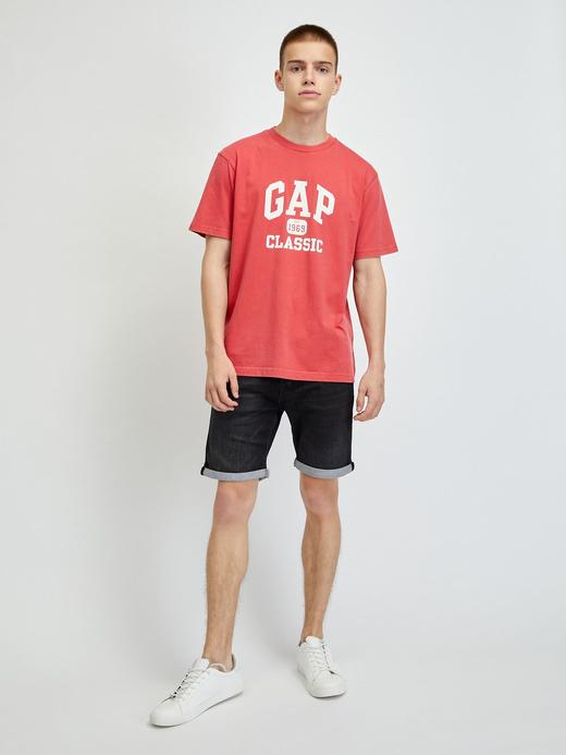 Erkek Kırmızı %100 Organik Pamuk Gap Logo T-Shirt