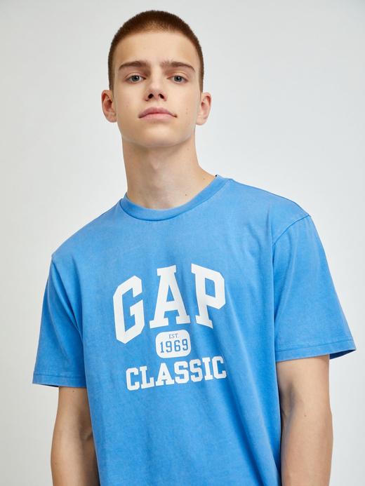 Erkek Mavi %100 Organik Pamuk Gap Logo T-Shirt