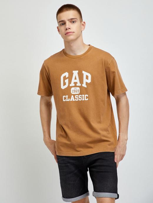 Erkek Kahverengi %100 Organik Pamuk Gap Logo T-Shirt