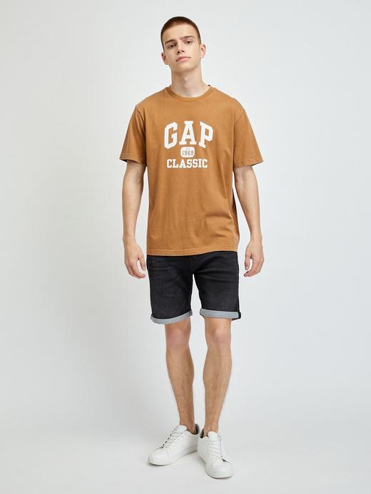 Erkek Kahverengi %100 Organik Pamuk Gap Logo T-Shirt