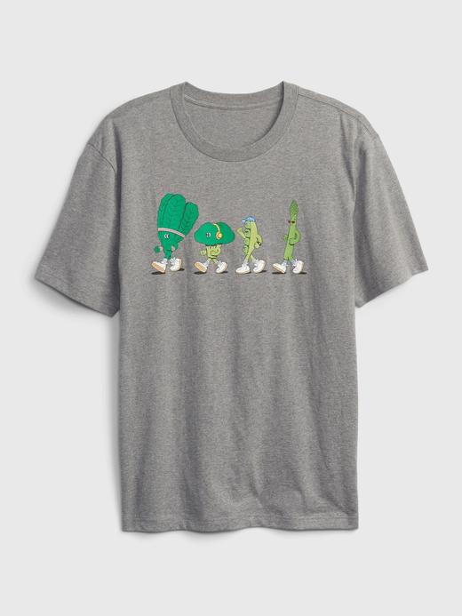 Erkek Gri GAP X Lauren Martin %100 Organik Pamuk Grafik Baskılı T-Shirt