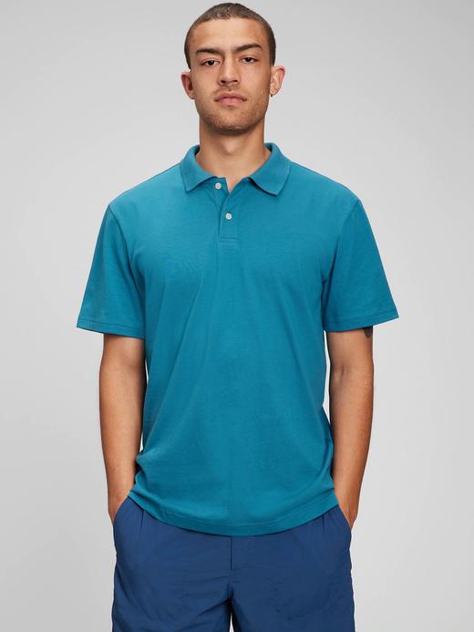 Erkek Mavi Organik Pamuklu Polo Yaka T-Shirt