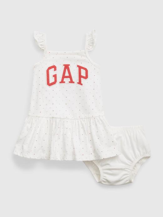 Kız Bebek Beyaz Gap Logo Elbise