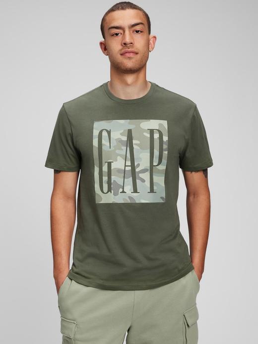 Erkek Haki Gap Logo Bisiklet Yaka T-Shirt