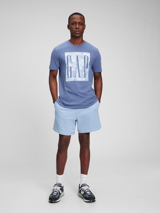 Erkek Mavi Gap Logo Bisiklet Yaka T-Shirt