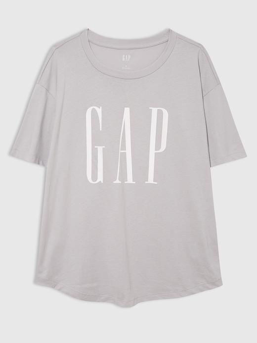 Kadın Gri %100 Organik Pamuk Gap Logo Oversize T-Shirt