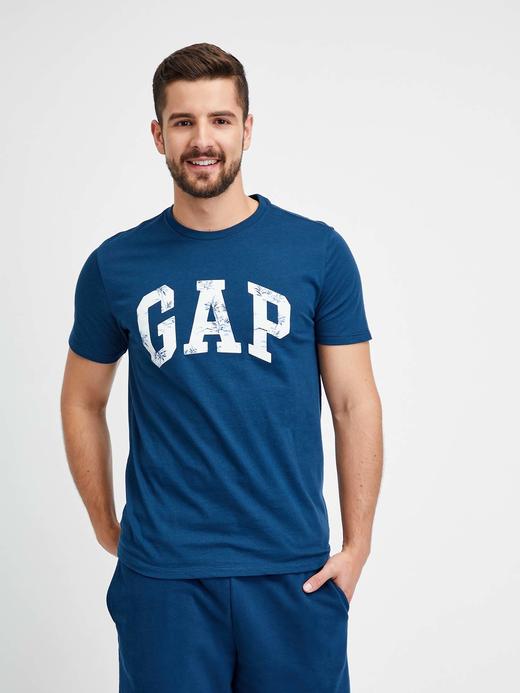 Erkek Koyu Mavi Gap Logo Bisiklet Yaka T-Shirt